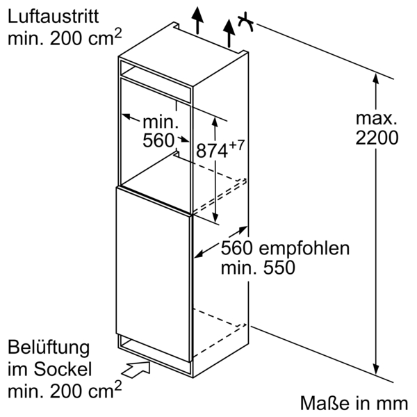 Bosch Einbaukühlschrank 88x56cm Schleppscharnier KIR21NSE0
