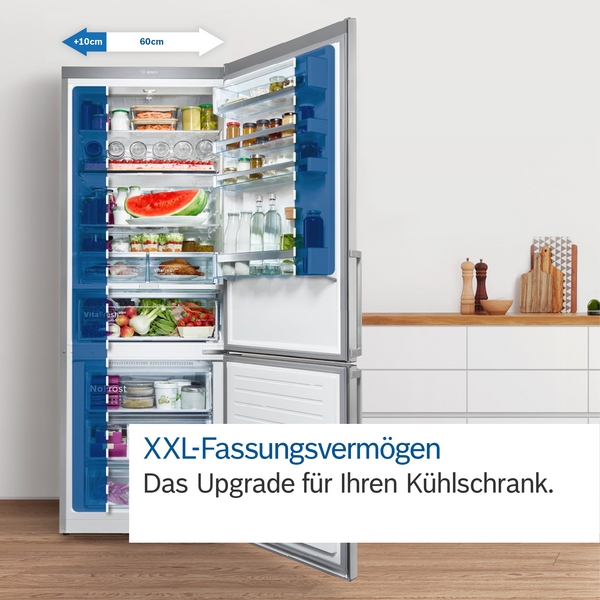 Bosch Freistehende Kühl-Gefrier-Kombination mit Gefrierbereich unten, Serie 4, 203x70cm, Edelstahl schwarz KGN49VXCT