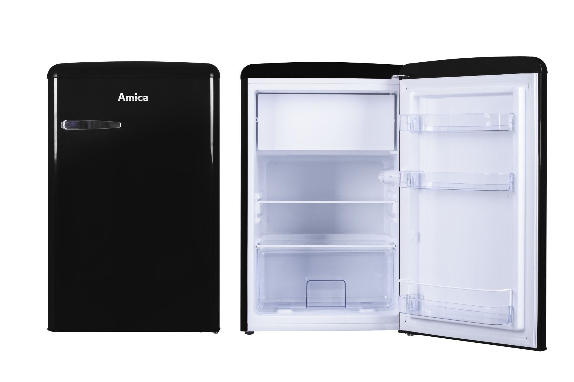 Amica Freistehender Kühlschrank mit Gefrierfach 88 cm Schwarz KS15614S