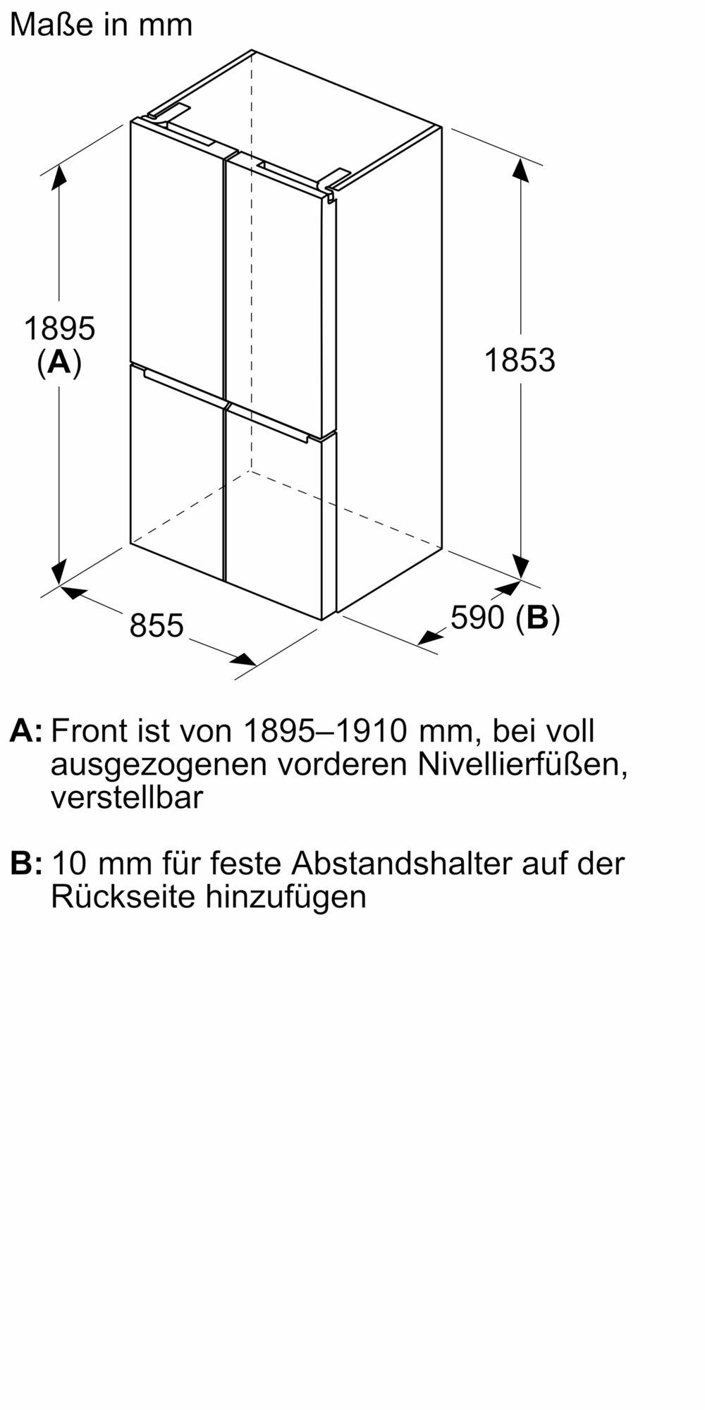 Bosch French Door Kühl-Gefrierkombination 189.5x85.5 cm Glasfront schwarz Serie 4 KMC85LBEA