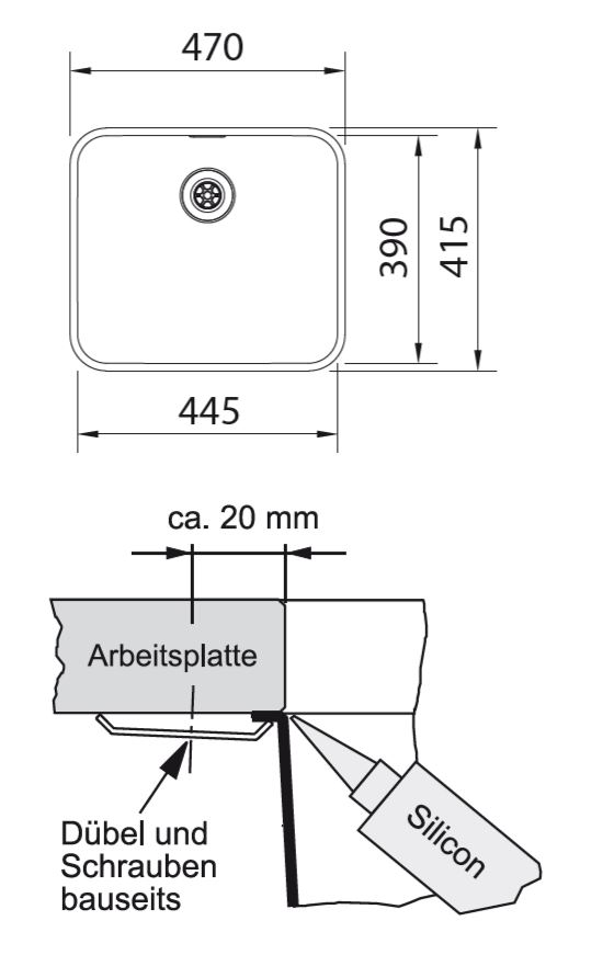 Franke Spüle Epos EOX 110-45 Unterbau Edelstahl 122.0477.875