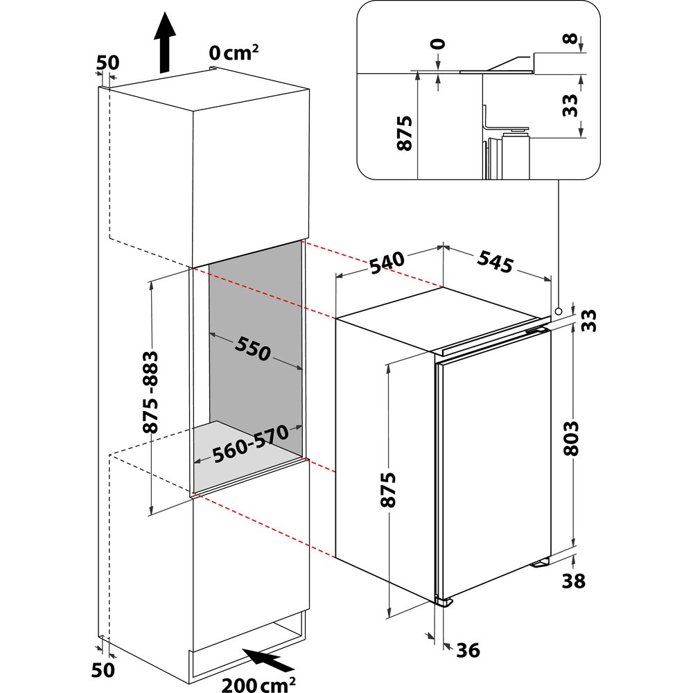 Bauknecht Einbau-Kühlschrank mit Gefrierfach KSI9GS2E