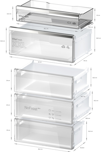 Bosch Kühl-Gefrier-Kombination mit Gefrierbereich unten, Serie 6, 203x70cm Edelstahl ( mit Antifingerprint) KGN49AIBT
