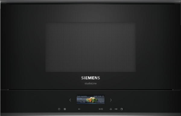 Siemens Studioline Einbau-Mikrowelle iQ700 Schwarz, Edelstahl BF922R1B1