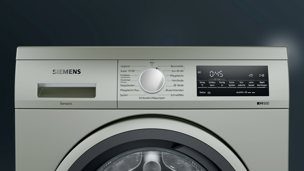 Siemens Waschmaschine iQ500 unterbaufähig Frontlader 9kg Silber WU14UTS9