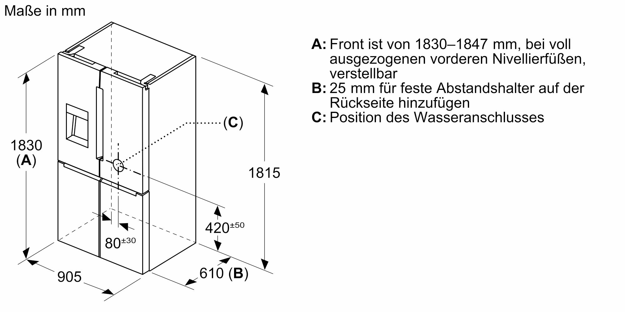 Bosch French Door Kühl-Gefrierkombination 183x90.5 cm Schwarz AntiFingerprint Serie 6 KFI96AXEA