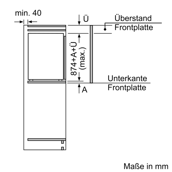 Siemens Einbau-Kühlschrank iQ300, 88 x 56 cm, Flachscharnier KI21RVFE0