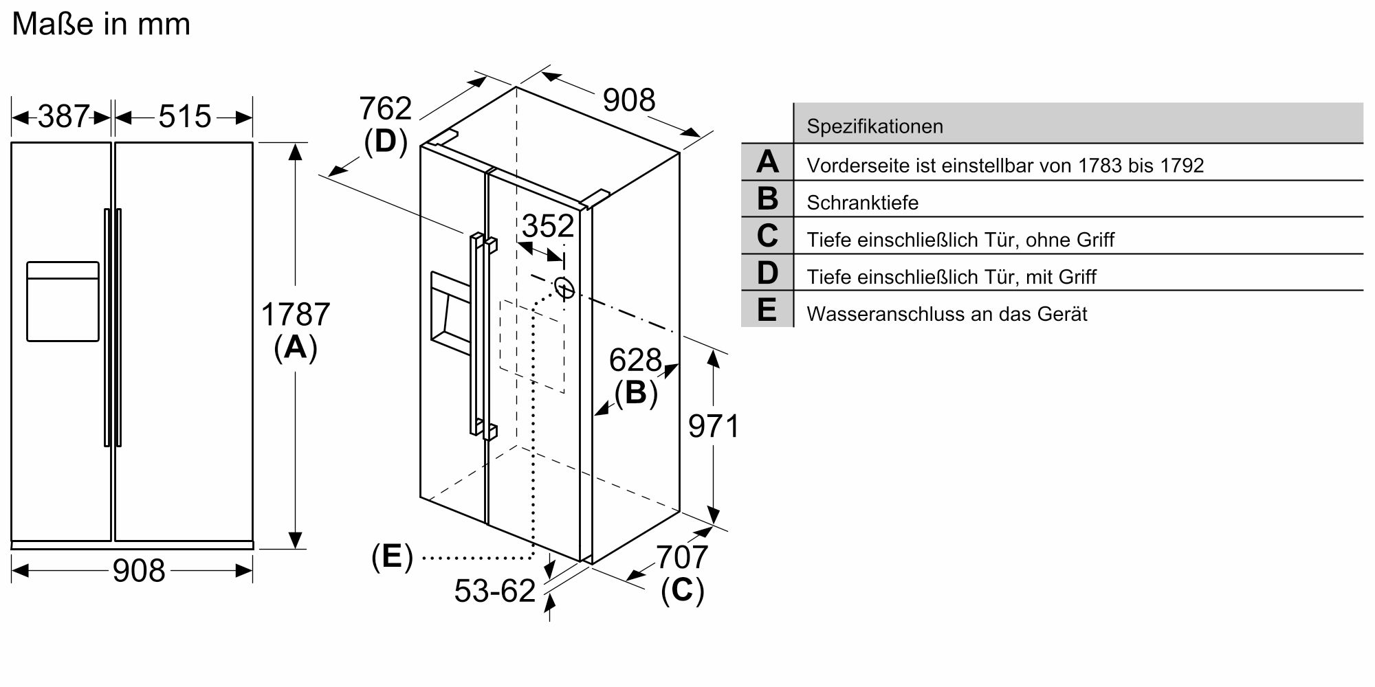 Siemens Amerikanischer Side by Side 178,7x90x8cm Gebürsteter Stahl AntiFingerprint KA93GAIDP