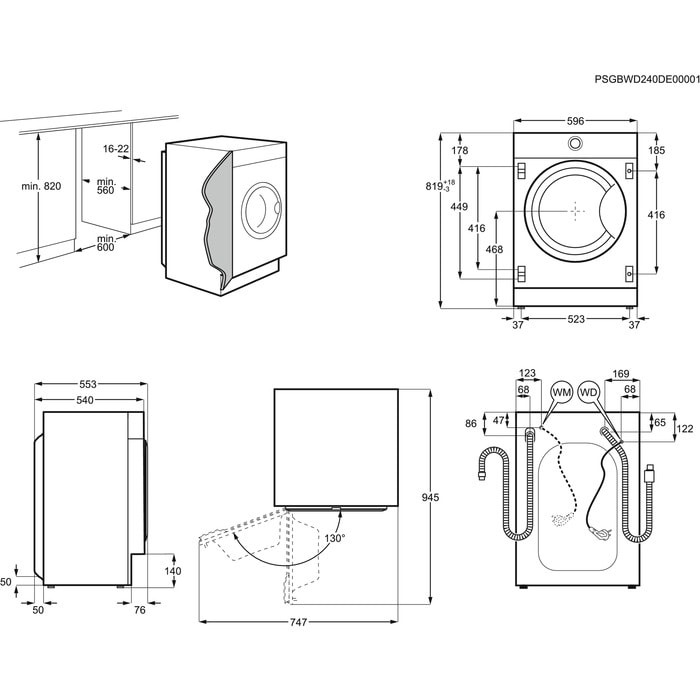 AEG Einbauwaschtrockner 8 / 4 kg WiFi LWR8WI768