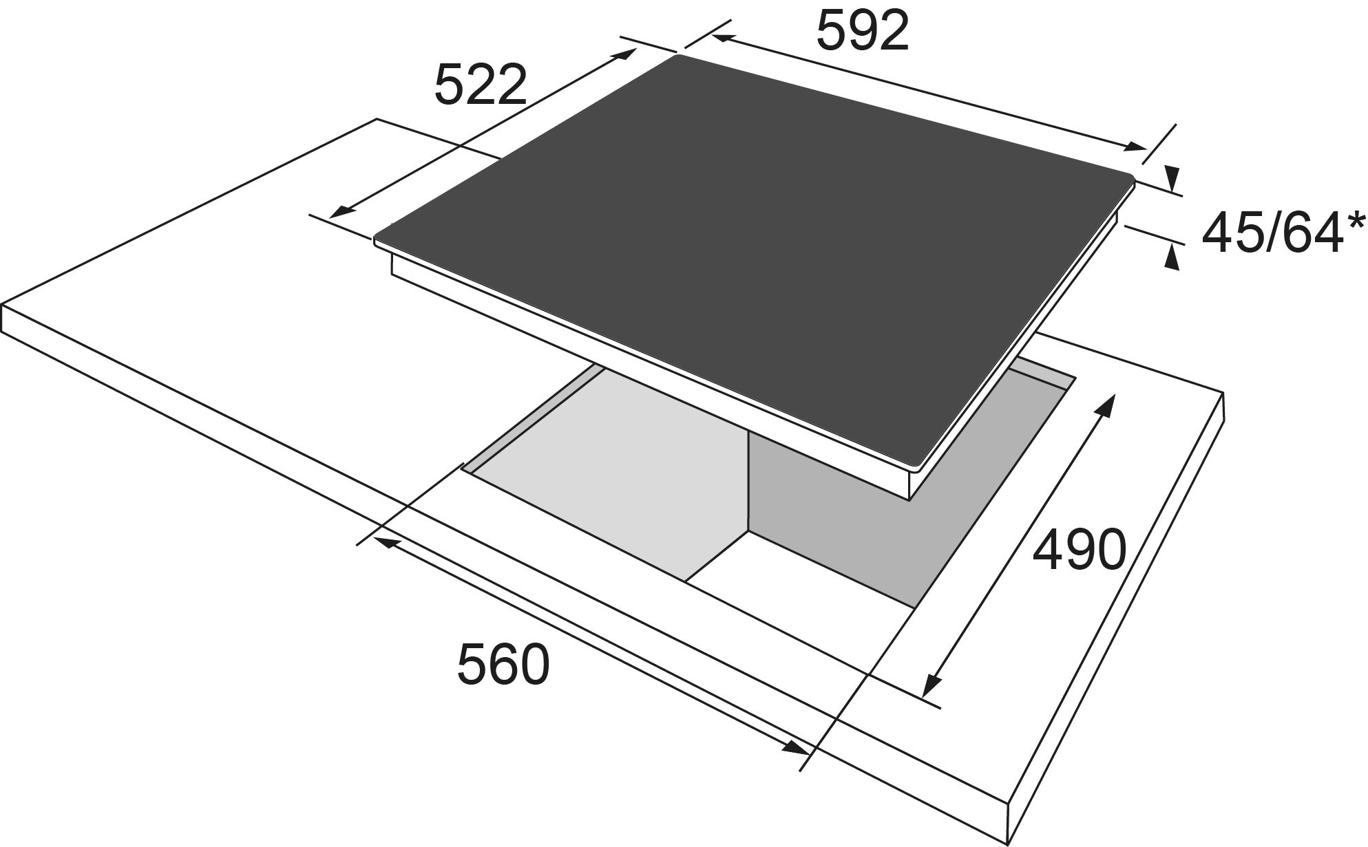 Amica Autarkes Glaskeramikkochfeld 60 cm rahmenlos flächenbündig KMC7B44500C