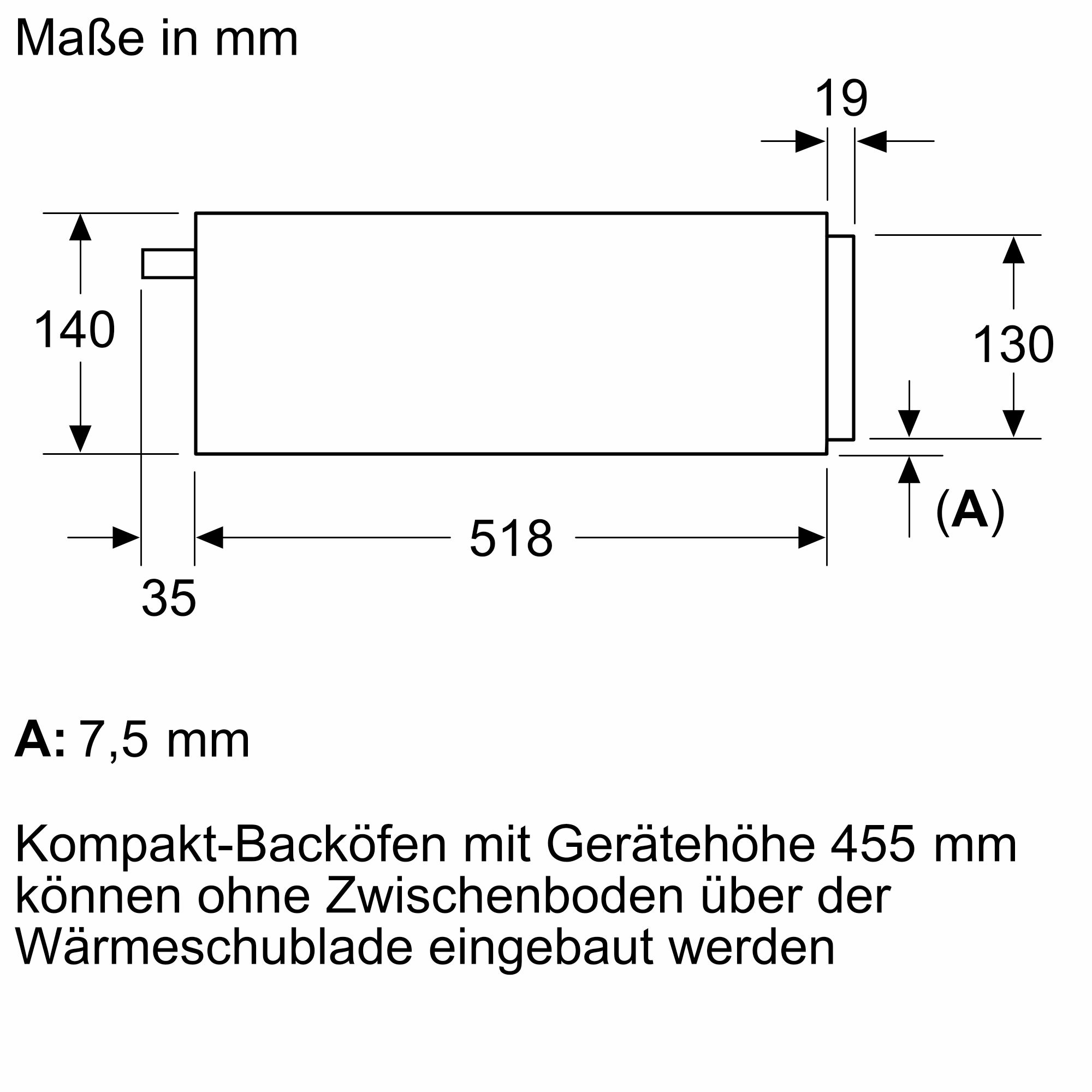 Bosch Wärmeschublade 60 x 14 cm Schwarz BIC7101B1
