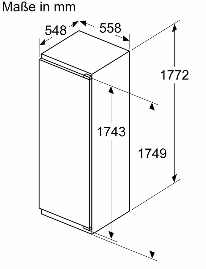 Constructa Einbau-Kühlschrank mit Gefrierfach 177,5x56cm Schleppscharnier CK282NSE0