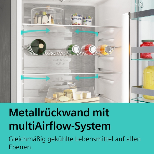 Siemens Extraklasse Freistehende Kühl-Gefrier-Kombination mit Gefrierbereich unten, 203x60cm, blackSteel KG39NEXCF