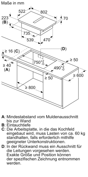 Siemens Induktionskochfeld mit Dunstabzug 80 cm ED811FQ15E