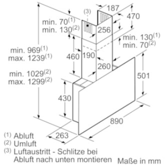 Austellungsware Siemens Wandesse 90 cm Klarglas LC97FQW60