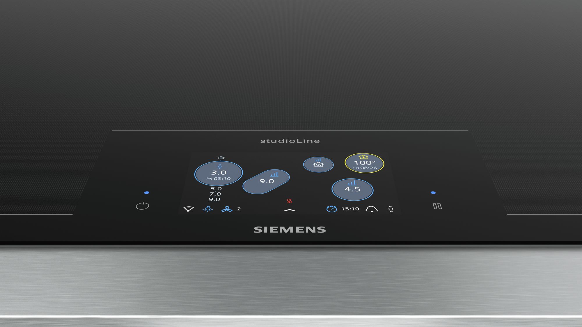 Siemens Studioline Vollflächen-Induktionskochfeld 80 cm Schwarz Aufliegendes Design mit seitlichen Profilen iQ700 EZ877KZY1E