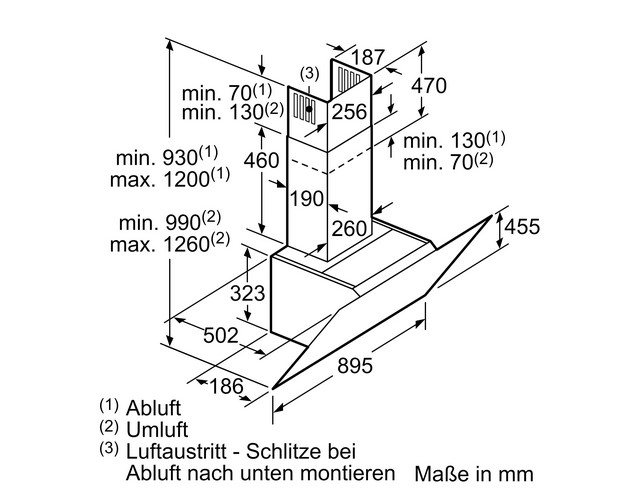 Ausstellungsgerät Neff Wandesse 90cm Klarglas schwarz bedruckt D95IMW1N0