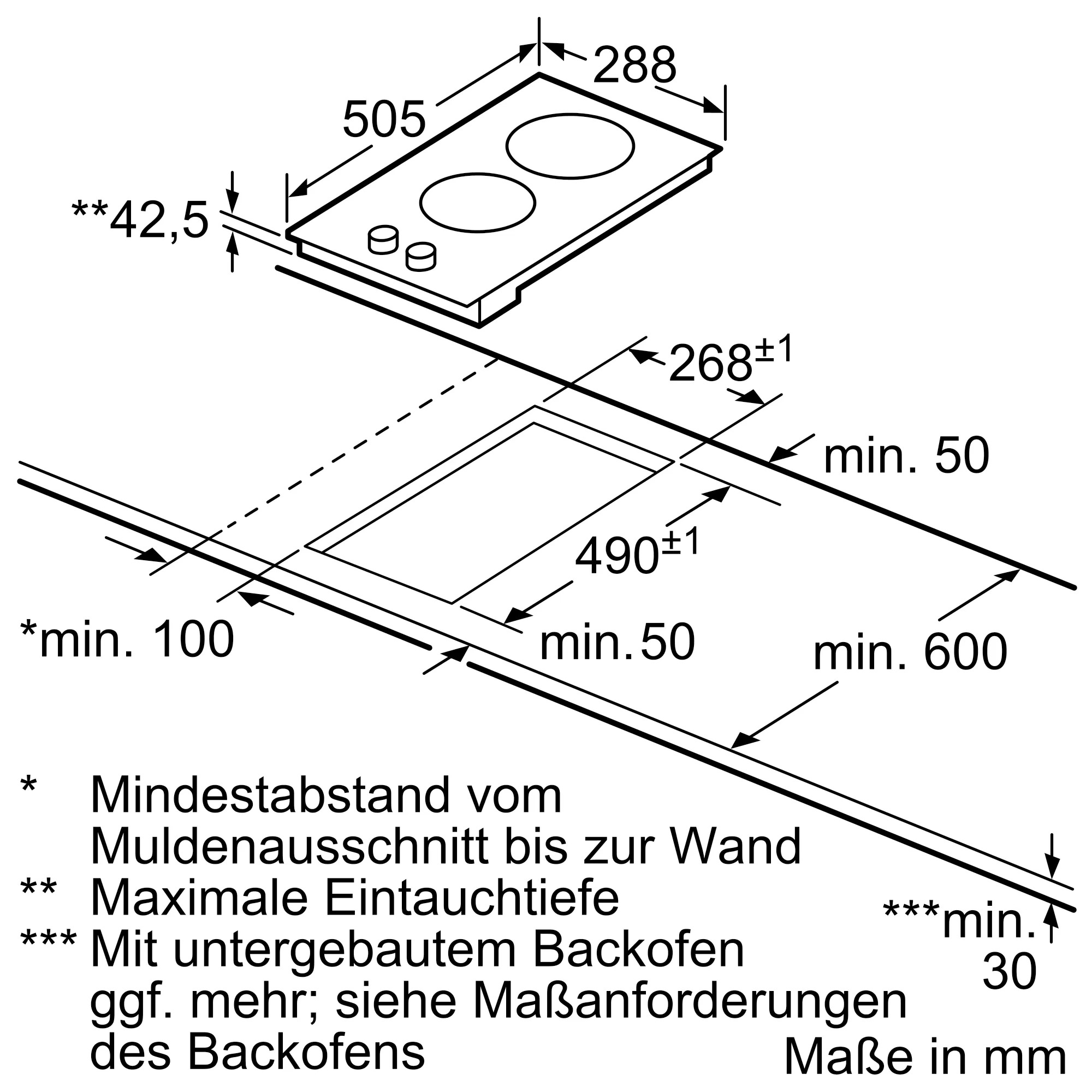 Constructa Domino-Kochfeld 30 cm Schwarz CA327150