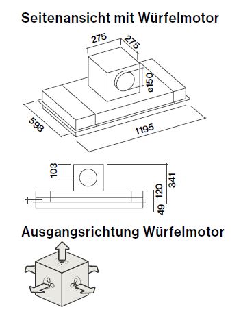 Falmec Würfelmotor  Zwischenkammergebläse 950 m3/h  101432