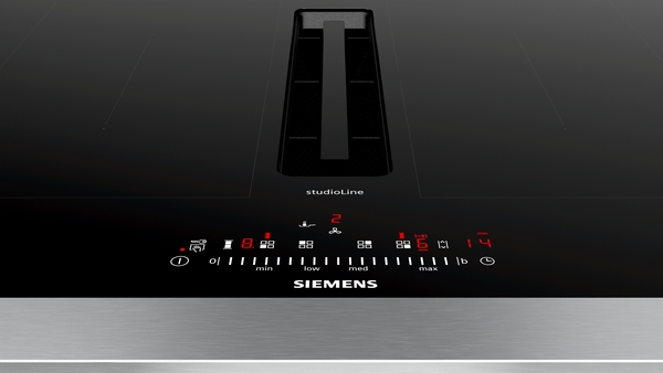 Siemens Studioline Induktionskochfeld mit Dunstabzug 70 cm und Flachkanal 90 ° ED707FGA7: ED707FQ25E + HZ9VDSB2