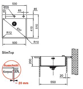 Franke Edelstahlspüle flächenbündig BXX 210-50 1270375342