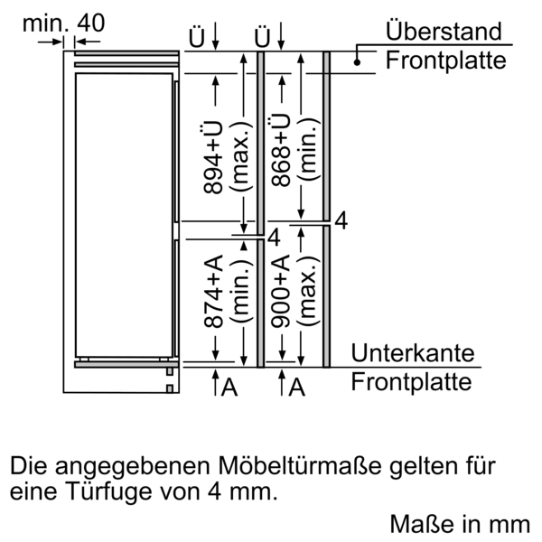 Siemens Einbau-Kühl-Gefrier-Kombination mit Gefrierbereich unten, 177.2x54.1cm, Flachscharnier iQ100 KI85NNFF0